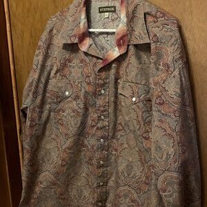 Stetson Men's Casual Paisley Shirt - Brown and Tan